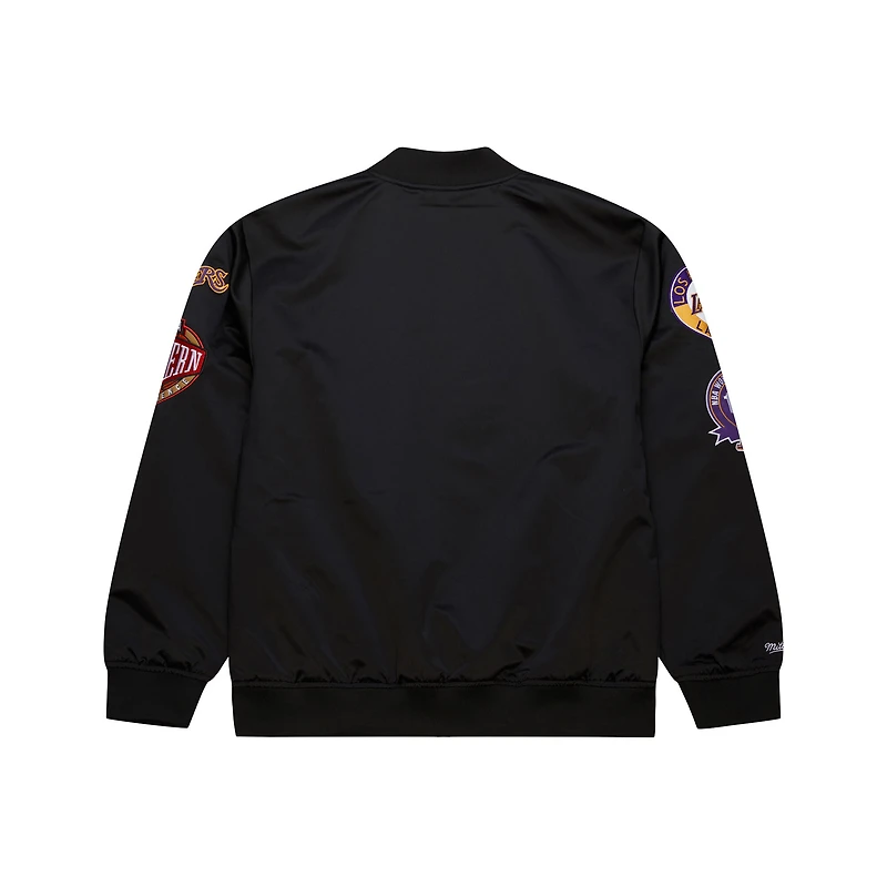 Men's Mitchell & Ness Black Los Angeles Lakers Blackout Collection Vintage Full-Snap Satin Jacket