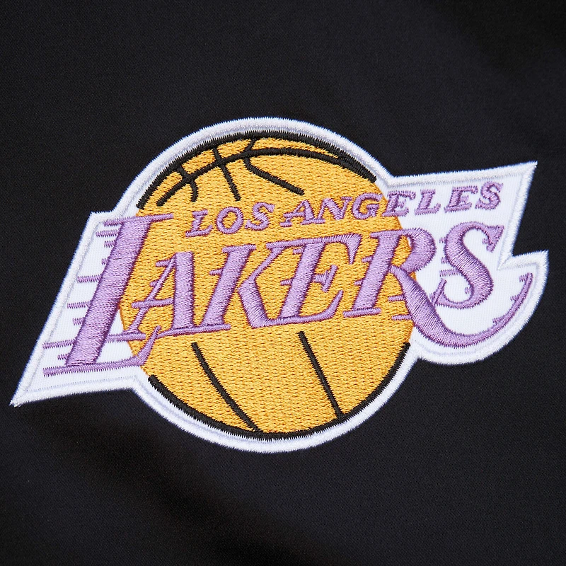 Men's Mitchell & Ness Black Los Angeles Lakers Blackout Collection Vintage Full-Snap Satin Jacket