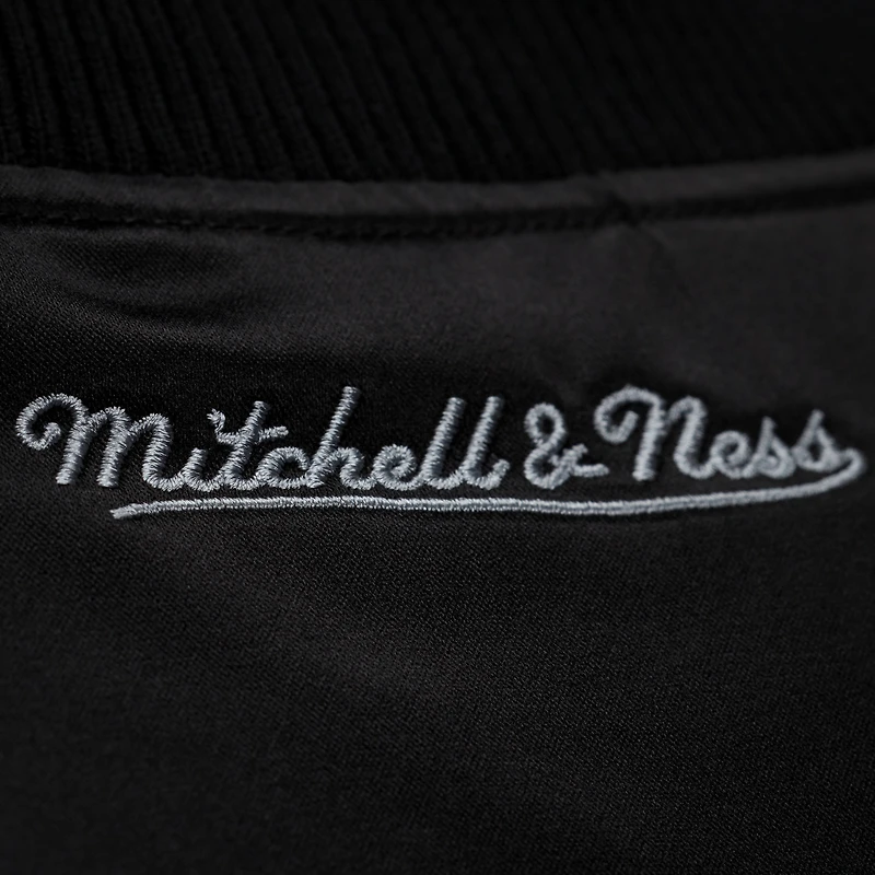 Men's Mitchell & Ness Black Los Angeles Lakers Chrome Satin Bomber Full-Zip Jacket