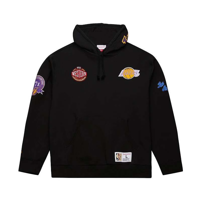Men's Mitchell & Ness  Black Los Angeles Lakers Hardwood Classics Blackout Collection Pullover Hoodie