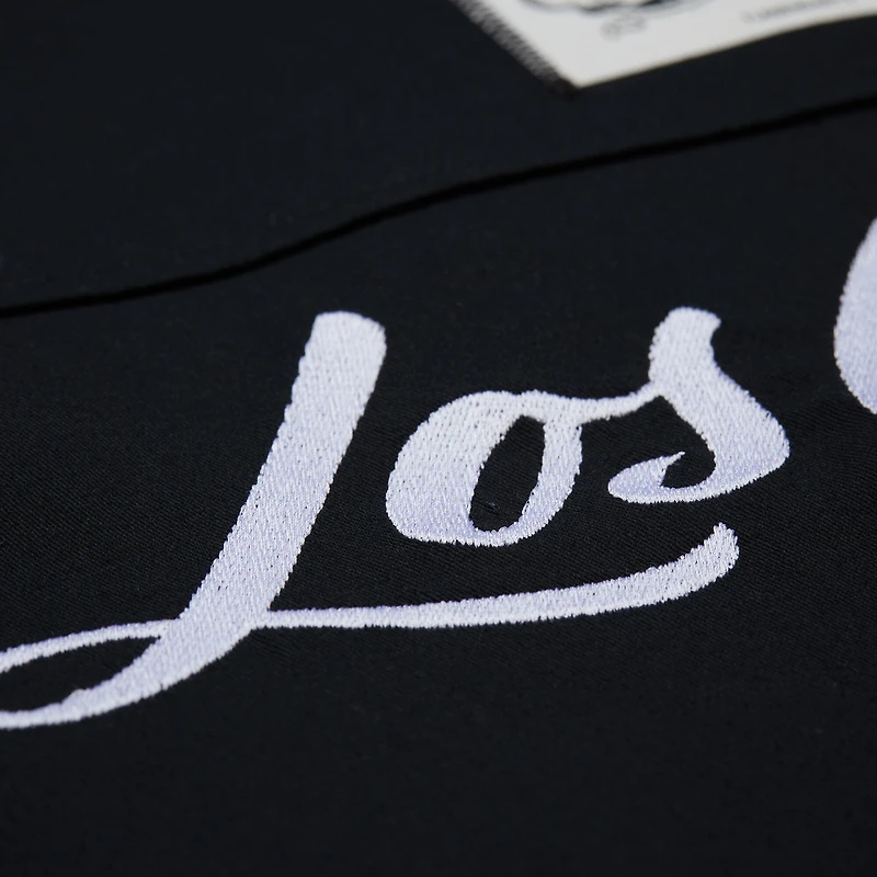 Men's Mitchell & Ness Black Los Angeles Lakers Hardwood Classics Camp Shirt