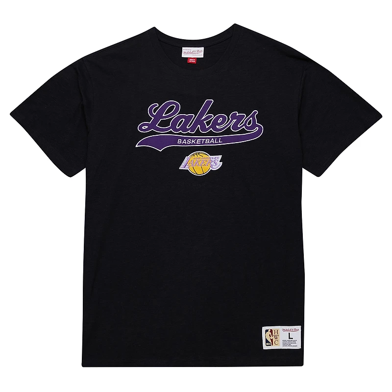 T-shirt noir à appliqué en feutre Hardwood Classics des Los Angeles Lakers de Mitchell & Ness pour homme