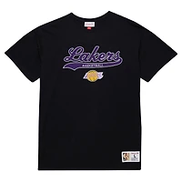 T-shirt noir à appliqué en feutre Hardwood Classics des Los Angeles Lakers de Mitchell & Ness pour homme