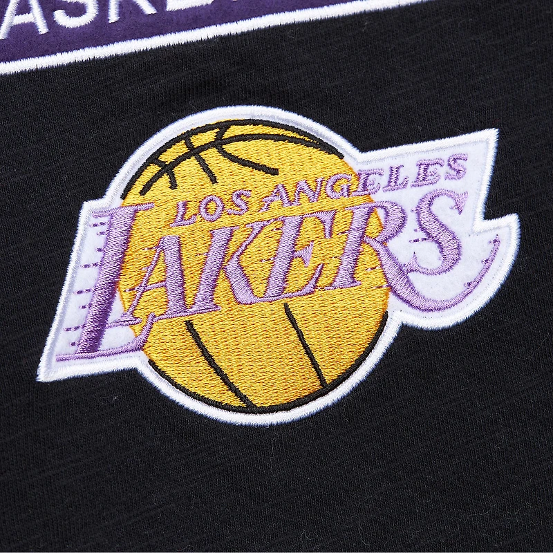 T-shirt noir à appliqué en feutre Hardwood Classics des Los Angeles Lakers de Mitchell & Ness pour homme