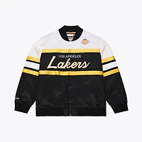 Men's Mitchell & Ness  Black Los Angeles Lakers Hardwood Classics Head Coach Lightweight Satin Full-Snap Jacket