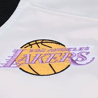 Veste Mitchell & Ness Hardwood Classics Head Coach noire pour homme, en satin léger à boutons-pression, modèle Los Angeles Lakers.