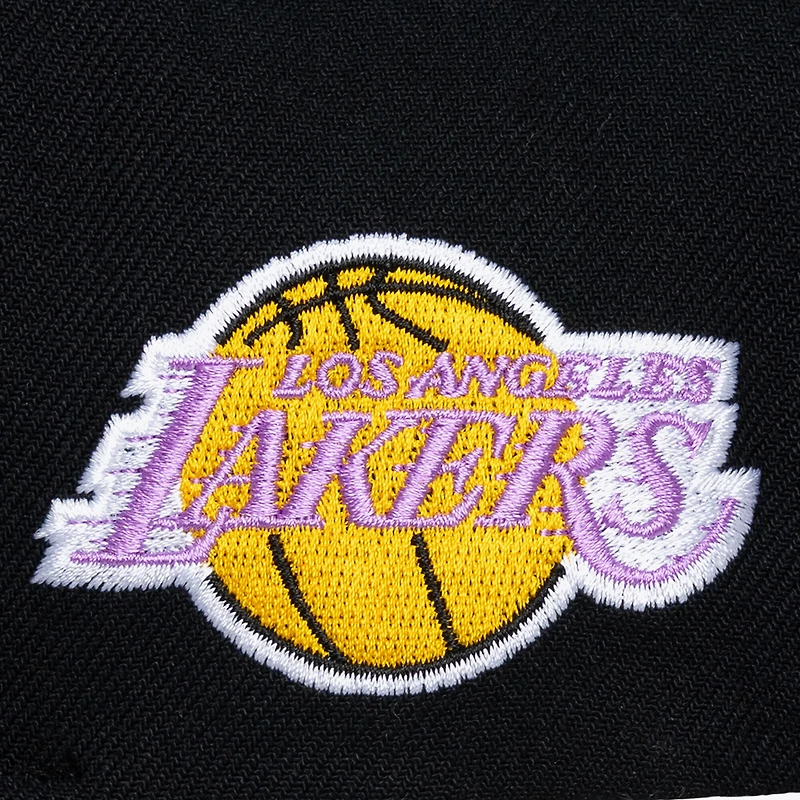 Men's Mitchell & Ness Black Los Angeles Lakers Hardwood Classics Old School Stacked Text Snapback Hat