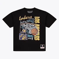 T-shirt Mitchell & Ness noir Los Angeles Lakers Lightning Swish pour homme