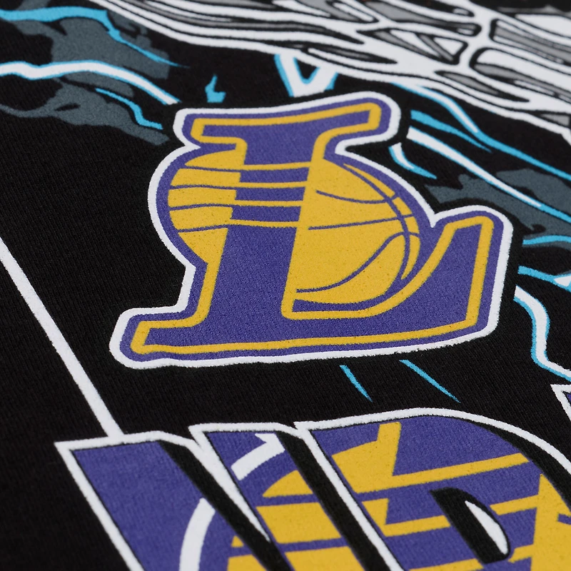 Men's Mitchell & Ness Black Los Angeles Lakers Lightning Swish T-Shirt