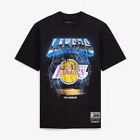 Men's Mitchell & Ness  Black Los Angeles Lakers Lightning T-Shirt