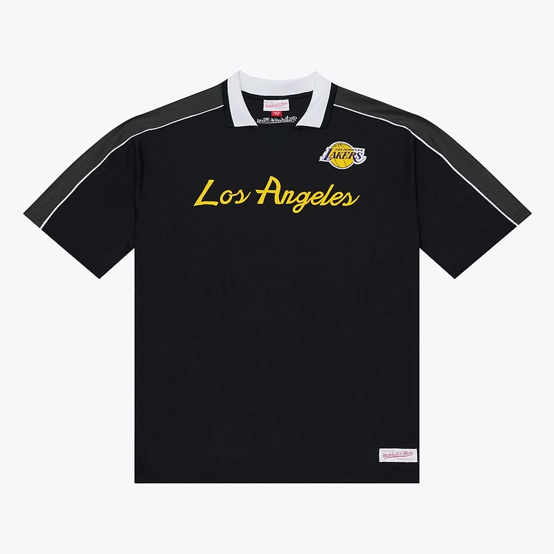 Men's Mitchell & Ness  Black Los Angeles Lakers Polo Jersey