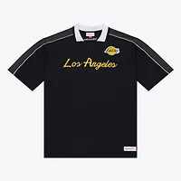 Men's Mitchell & Ness  Black Los Angeles Lakers Polo Jersey