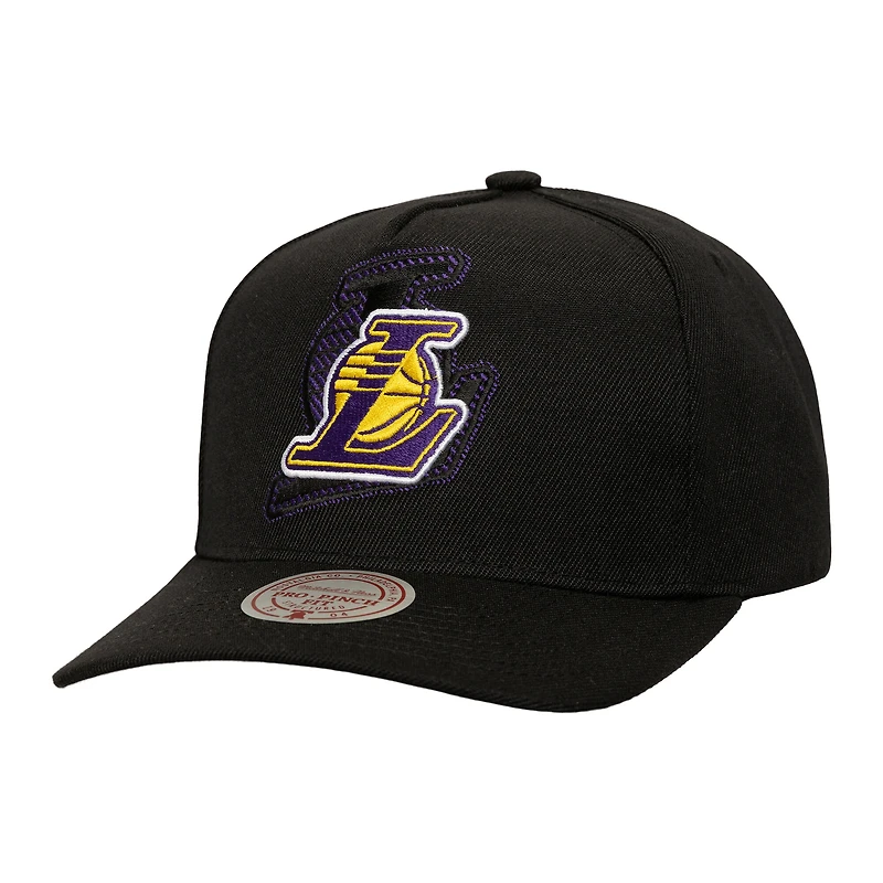 Men's Mitchell & Ness  Black Los Angeles Lakers Tilted Pro Pinch Adjustable Hat