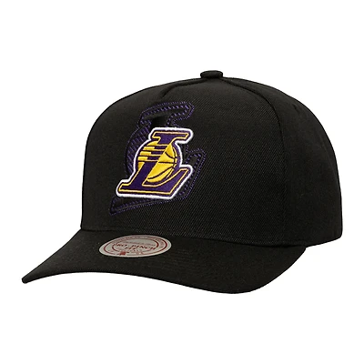 Men's Mitchell & Ness  Black Los Angeles Lakers Tilted Pro Pinch Adjustable Hat