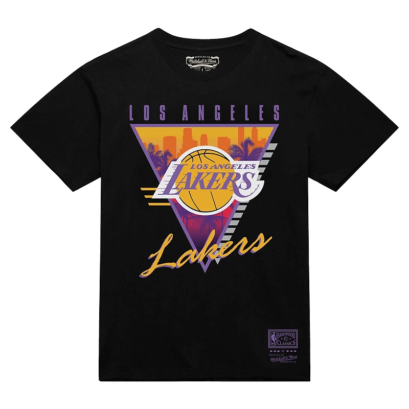 Men's Mitchell & Ness  Black Los Angeles Lakers Worldwide Collection Tri-Logo T-Shirt