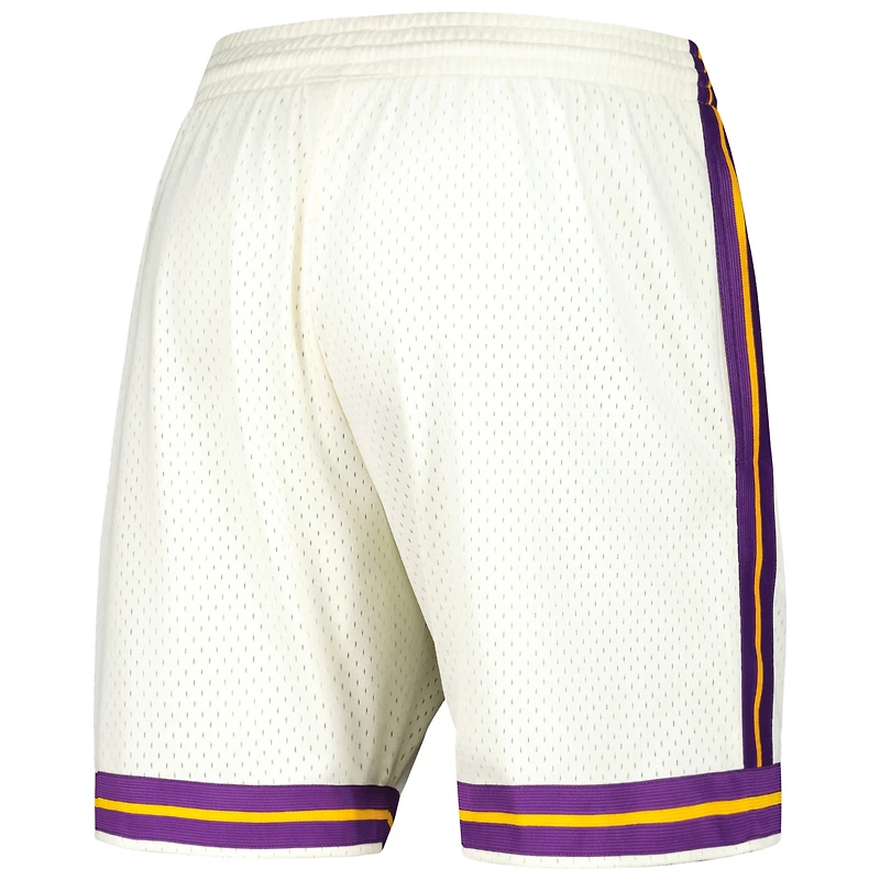 Short Swingman à coutures en chaîne Mitchell & Ness crème pour hommes des Los Angeles Lakers