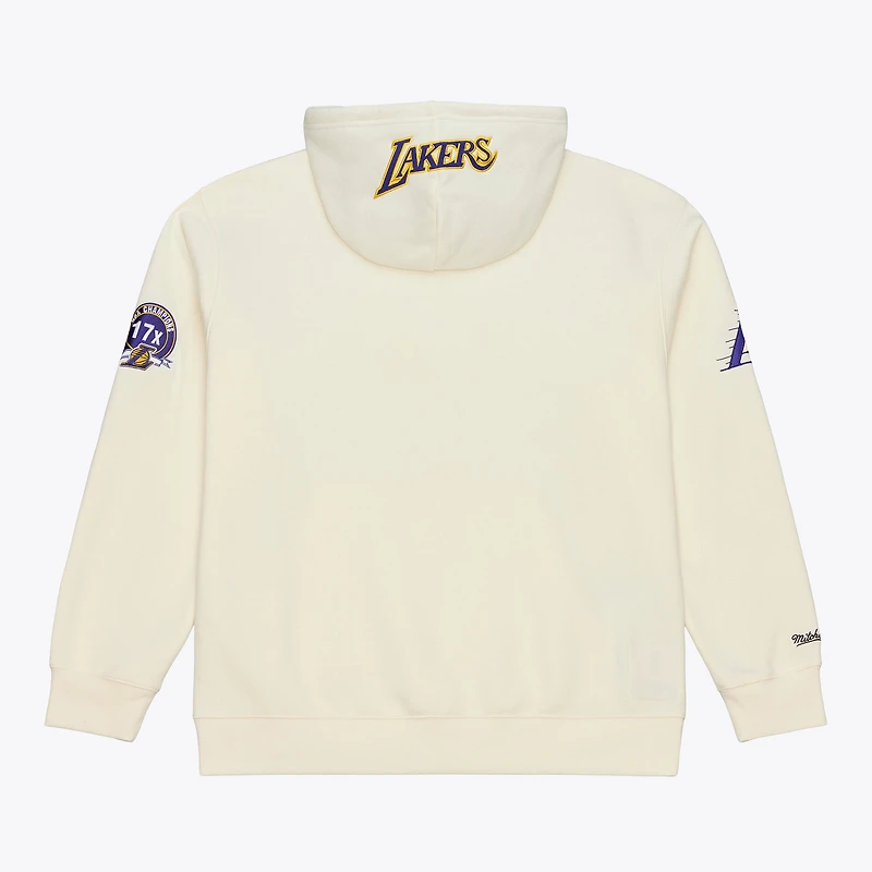 Sweat à capuche en polaire premium Mitchell & Ness crème Los Angeles Lakers Hardwood Classics pour homme