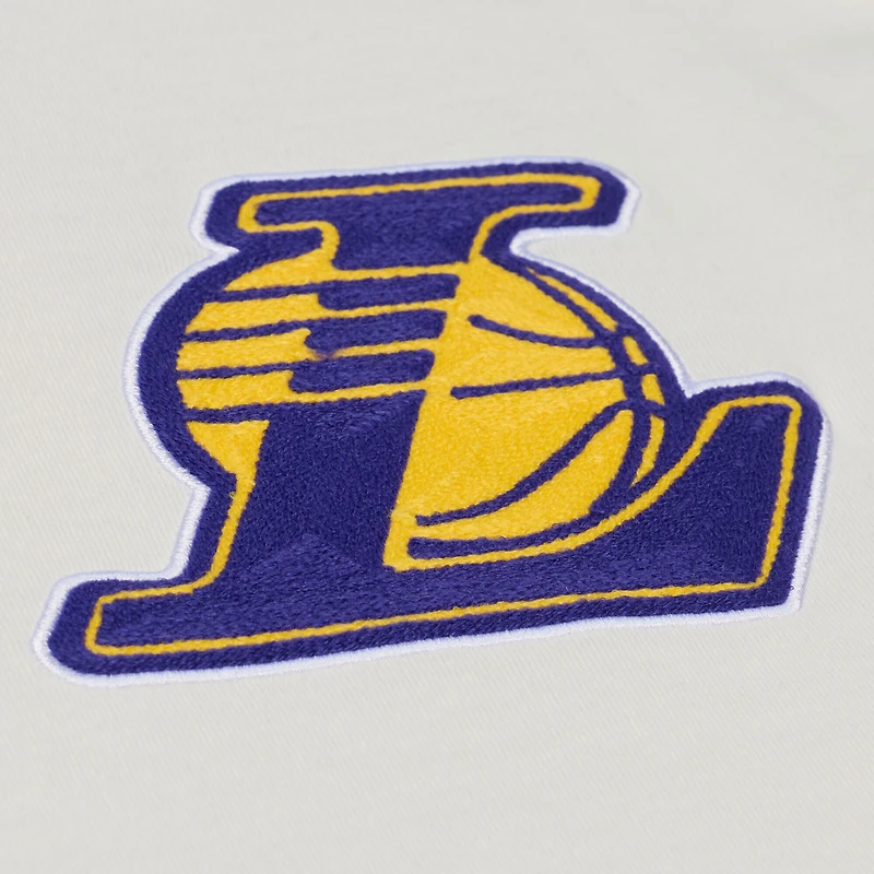 T-shirt premium Mitchell & Ness crème Los Angeles Lakers Hardwood Classics à coutures chaînettes pour homme