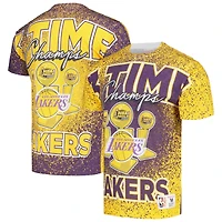 T-shirt doré Mitchell & Ness pour hommes des Los Angeles Lakers Hardwood Classics 3X NBA Champions Champ City