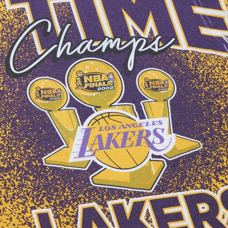 T-shirt doré Mitchell & Ness pour hommes des Los Angeles Lakers Hardwood Classics 3X NBA Champions Champ City