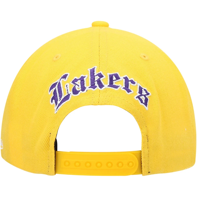 Mitchell & Ness Gold pour homme Los Angeles Lakers Hardwood Classics English Dropback - Casquette Snapback