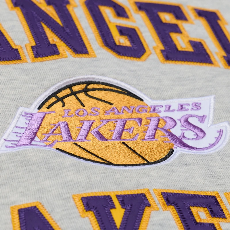 Sweat-shirt polaire Mitchell & Ness gris pour homme, aux couleurs des Lakers de Los Angeles.