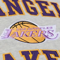 Sweat-shirt polaire Mitchell & Ness gris pour homme, aux couleurs des Lakers de Los Angeles.