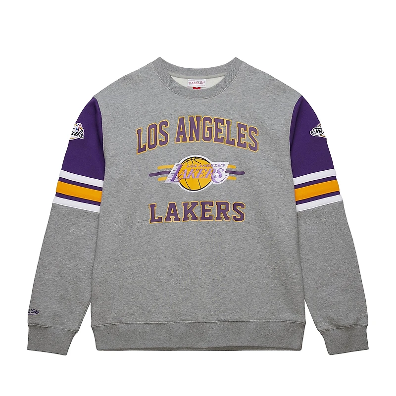Men's Mitchell & Ness Heather Gray Los Angeles Lakers Hardwood Classics All Over 4.0 Pullover Sweatshirt
