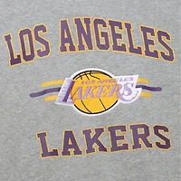 Sweat-shirt à capuche gris chiné pour homme Mitchell & Ness Los Angeles Lakers Hardwood Classics All Over 4.0