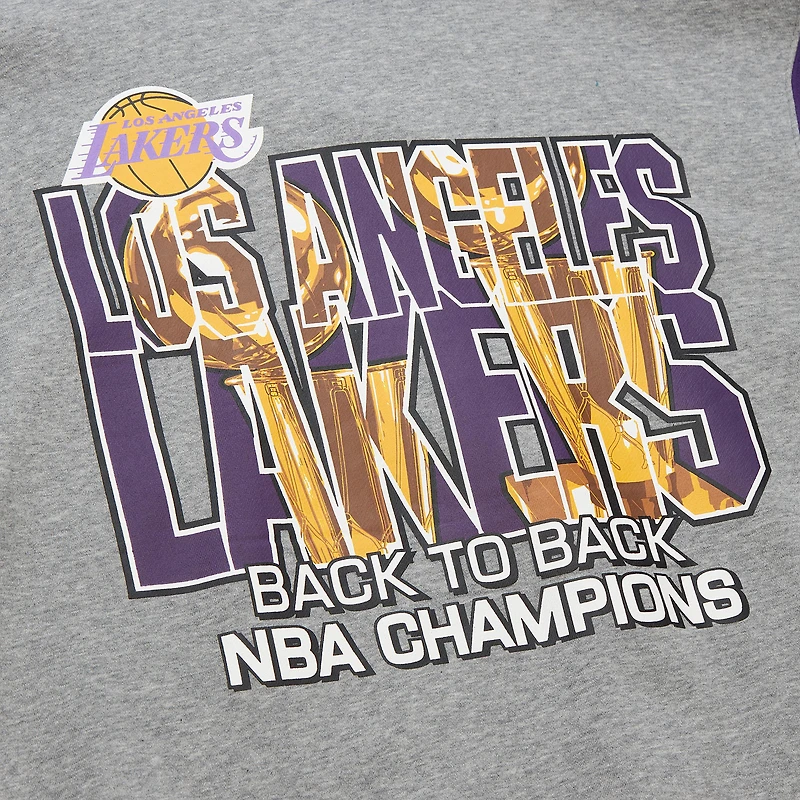 Men's Mitchell & Ness Heather Gray Los Angeles Lakers Hardwood Classics All Over 4.0 Pullover Sweatshirt