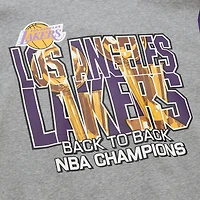 Men's Mitchell & Ness Heather Gray Los Angeles Lakers Hardwood Classics All Over 4.0 Pullover Sweatshirt