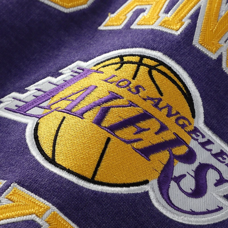 Men's Mitchell & Ness Heather Purple Los Angeles Lakers Hardwood Classics Big Tall Crewneck Sweatshirt