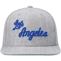 Casquette snapback Mitchell & Ness gris chiné pour homme des Los Angeles Lakers Hardwood Classics Team 2.0