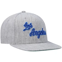 Casquette snapback Mitchell & Ness gris chiné pour homme des Los Angeles Lakers Hardwood Classics Team 2.0