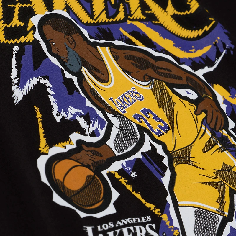 Men's Mitchell & Ness LeBron James Black Los Angeles Lakers Chalked Up T-Shirt