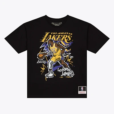 Men's Mitchell & Ness LeBron James Black Los Angeles Lakers Chalked Up T-Shirt