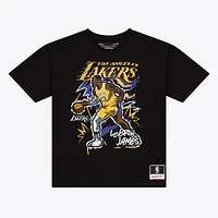 Men's Mitchell & Ness LeBron James Black Los Angeles Lakers Chalked Up T-Shirt