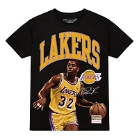 T-shirt noir Mitchell & Ness Magic Johnson des Los Angeles Lakers Hardwood Classics Player Arch pour homme