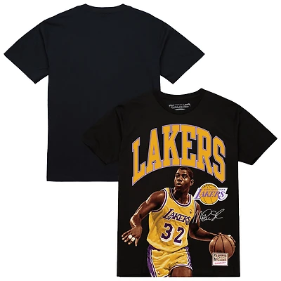 T-shirt noir Mitchell & Ness Magic Johnson des Los Angeles Lakers Hardwood Classics Player Arch pour homme