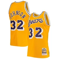 Men's Mitchell & Ness Magic Johnson Gold Los Angeles Lakers 1984/85 Hardwood Classics Authentic Jersey