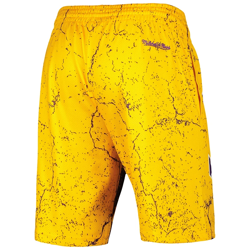 Mitchell & Ness pour homme Magic Johnson Gold Los Angeles Lakers Hardwood Classics Player Burst Short