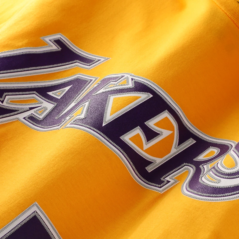 Men's Mitchell & Ness Magic Johnson Gold Los Angeles Lakers Hardwood Classics Retro Name Number T-Shirt