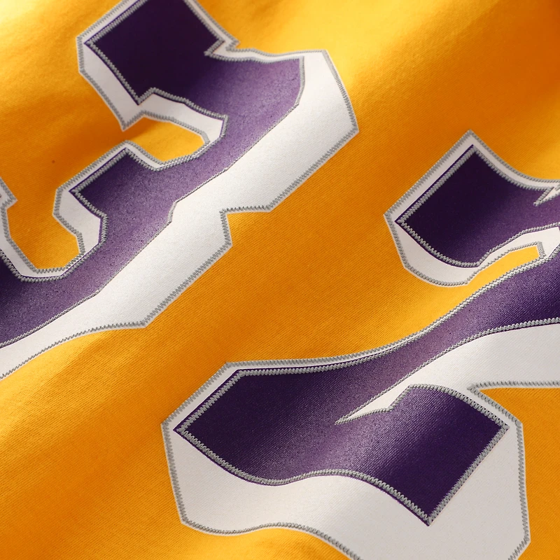 Men's Mitchell & Ness Magic Johnson Gold Los Angeles Lakers Hardwood Classics Retro Name Number T-Shirt