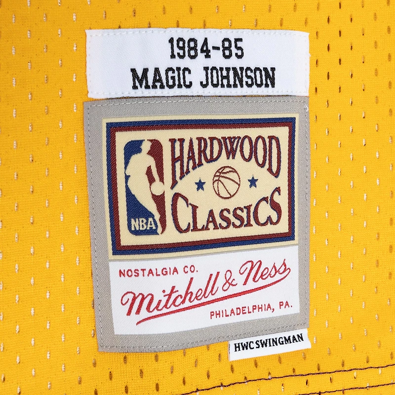 Maillot Swingman divisé Mitchell & Ness Magic Johnson violet/or pour hommes des Los Angeles Lakers Hardwood Classics 1984/85