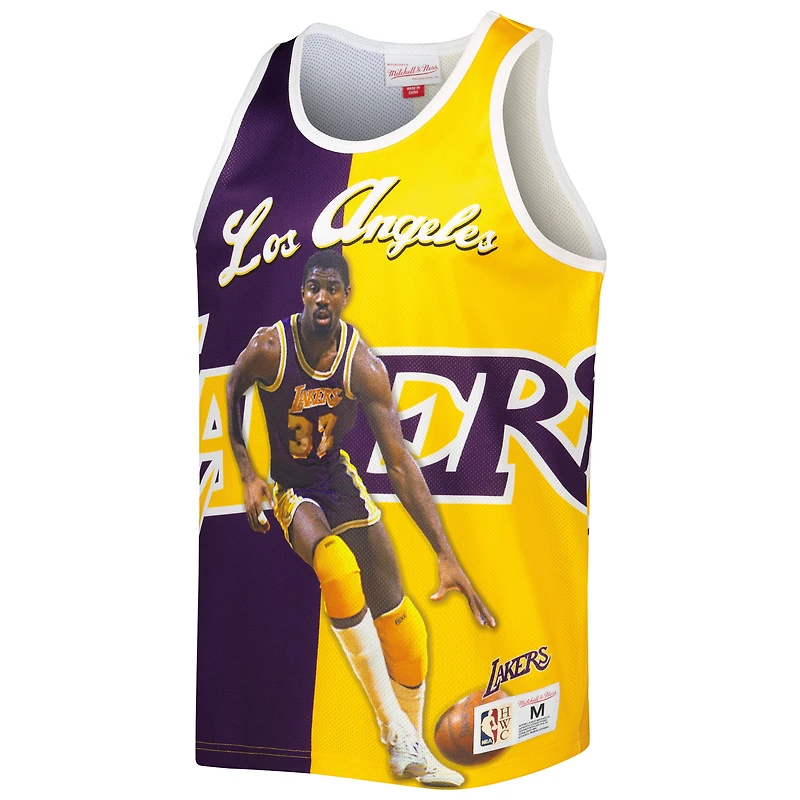 Débardeur pour homme Mitchell & Ness Magic Johnson violet/doré Los Angeles Lakers Sublimated Player