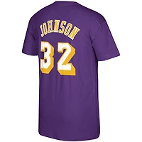 T-shirt avec nom et numéro pour homme Mitchell & Ness Magic Johnson pourpre Los Angeles Lakers Hardwood Classics