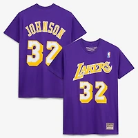 T-shirt avec nom et numéro pour homme Mitchell & Ness Magic Johnson pourpre Los Angeles Lakers Hardwood Classics