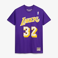 Men's Mitchell & Ness Magic Johnson Purple Los Angeles Lakers Hardwood Classics Name Number T-Shirt