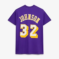 Men's Mitchell & Ness Magic Johnson Purple Los Angeles Lakers Hardwood Classics Name Number T-Shirt