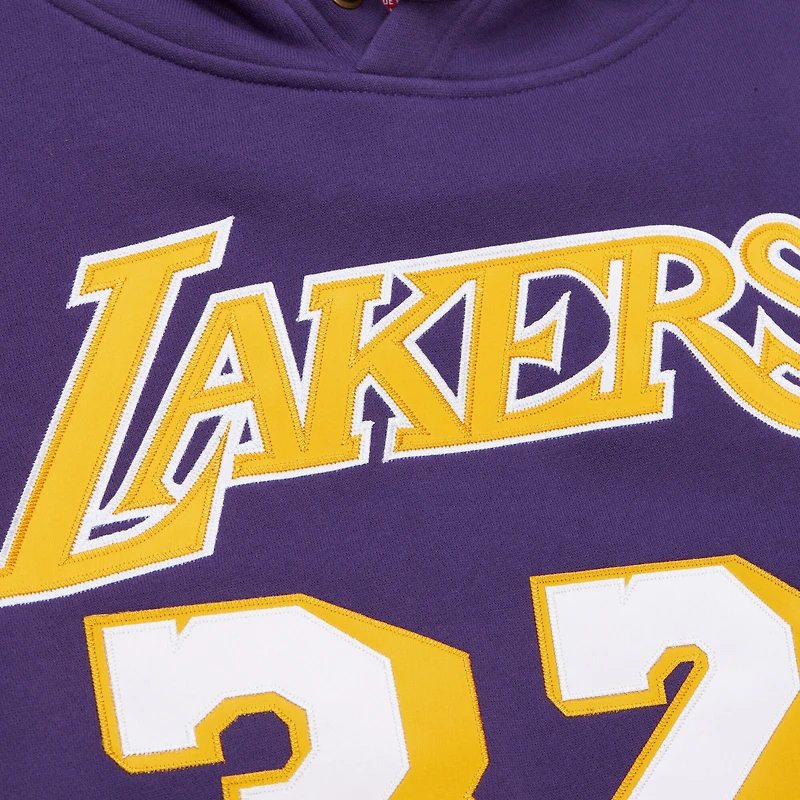 Sweat à capuche Mitchell & Ness Magic Johnson violet pour homme, avec nom et numéro des Lakers de Los Angeles.